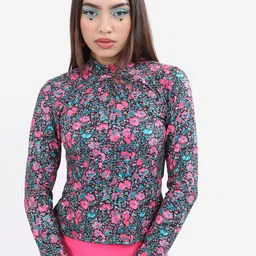 KETCH Knitted High Neck Floral Printed Top-image-52