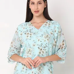 NOT SO PINK Floral Printed V-Neck Top-image-48