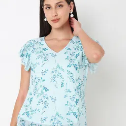 NOT SO PINK Floral Print Flutter Sleeves Top-22