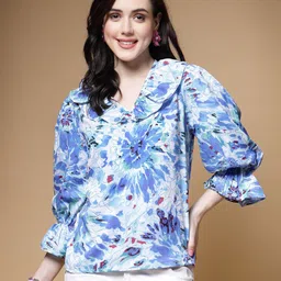 plusS Abstract Printed Bell Sleeve Regular Top-picture-33