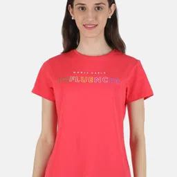 Monte Carlo Women Coral Typography Printed T-shirt-picture-32