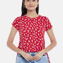 People Women Red Cotton Floral Print Top-picture-40