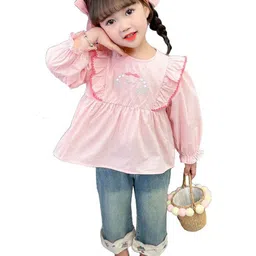 StyleCast x Revolte Girls Floral Embroidered Long Sleeves Ruffles Peplum Top-picture-5
