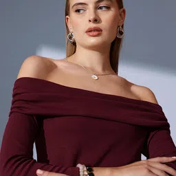 STREET 9 Off-Shoulder Solid Bardot Top-picture-42
