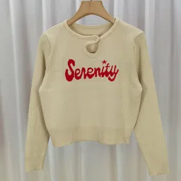 StyleCast Girls Cream-Coloured Typography Printed Long Sleeves Cut-Out Top-picture-48