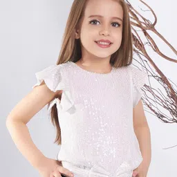 Peppermint Girls Embellished Bell Sleeves Opaque short Top-image-26