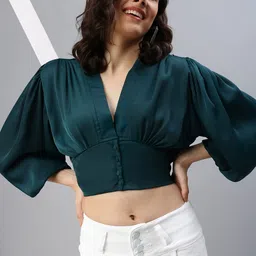 SHOWOFF Women Green Crop Top-image-72