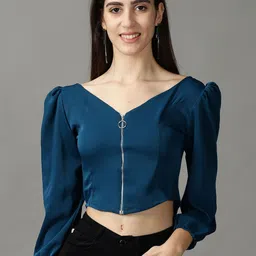 SHOWOFF Women Crepe Crop Top-image-16