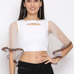 ALL WAYS YOU Chocker Neck Flared Sleeve Crop Top-image-57