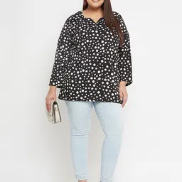 VINAAN Geometric Notch Neck Long Sleeves Print Top-picture-23