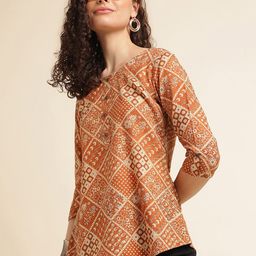 NAINVISH Geometric Printed Round Neck Shirt Style Top-image-14