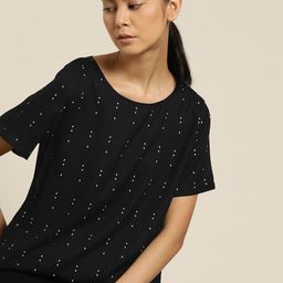ether Black & White Geometric Print Top-image-76