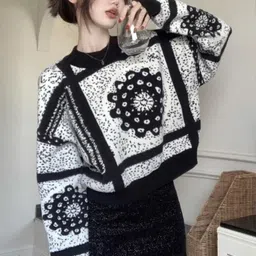 StyleCast Teen Girls White & Black Geometric Printed Flared Sleeves Top-picture-1