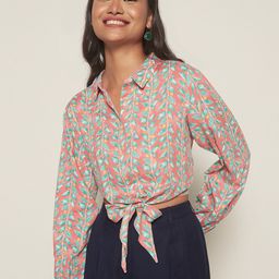 Global Desi Geometric Printed Crop Top-image-5