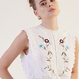 Freehand by The Indian Garage Co Floral Embroidered Lace Inserts Detailed Crop Top-image-28