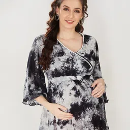 Mom For Sure by Ketki Dalal Women Black Tie & Dye Maternity Wrap Top-image-18