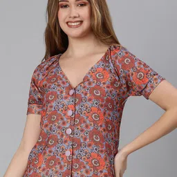 Oxolloxo Women Multicoloured Floral Print Wrap Top-image-58