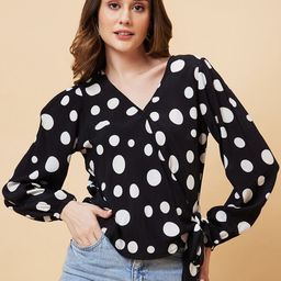 Globus Women Polka Dots Tie-Up Wrap Top-picture-17