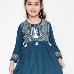 BAESD Girls Ethnic Motifs Yoke Design Sequinned Detailed A-Line Kurti-image-76