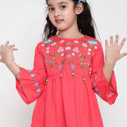 BAESD Girls Floral Embroidered Bell Sleeves Peplum Top-image-60
