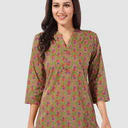 Saree Swarg Ethnic Motifs Printed Pure Cotton Kurti-image-7