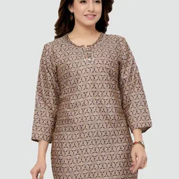 Saree Swarg Women Beige Floral Printed Kurti-image-37