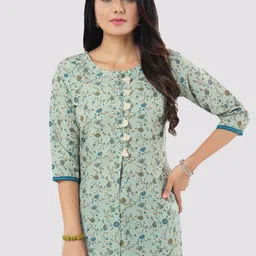 Saree Swarg Women Green Floral Printed Kurti-image-66