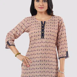 Saree Swarg Women Beige Ethnic Motifs Printed Kurti-image-66