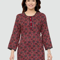 Saree Swarg Women Maroon & Black Ethnic Motifs Printed Kurti-image-53
