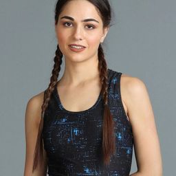 The Dance Bible Abstract Printed Scoop Neck Crop Top-picture-58