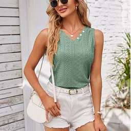 StyleCast x Revolte Self Design Crochet Sleeveless V Neck Top-image-46