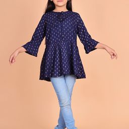 BAESD Girls Ethnic Motifs Printed Tie-Up Neck Peplum Top-picture-12