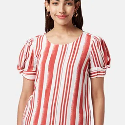 Honey by Pantaloons Puff Sleeves Twisted Detail Striped Top-image-32