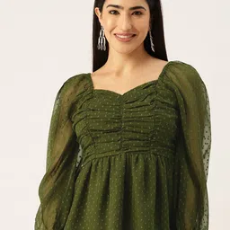 Slenor Sweetheart Neck Puff Sleeve Georgette Empire Top-picture-33