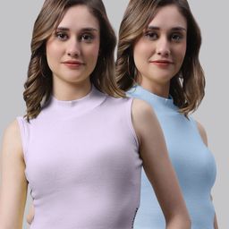 FBAR Pack Of 2 High Neck Sleeveless Fitted Cotton Crop Top-image-65