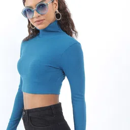 KETCH High Neck Ribbed Cotton Crop Top-image-14
