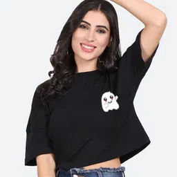 Mad Over Print Round Neck Cotton Crop Top-picture-45
