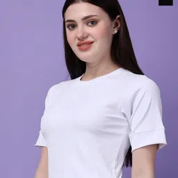 Bitterlime Pack Of 2 Self Design Round Neck Cotton Crop Top-image-94