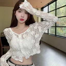 StyleCast V-Neck Long Sleeves Crop Top-49