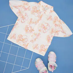 Pantaloons Junior Floral Print Flared Sleeve Cotton Top-image-56