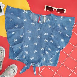 Pantaloons Junior Girls Floral Print Flared Sleeve Cotton Top-picture-39