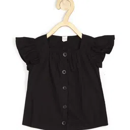 Peter England Girls Square Neck Flutter Sleeve Pure Cotton Shirt Style Top-picture-41
