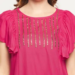 Ruhaans Sequined Flutter Sleeves Top image 3