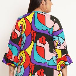 U&F Beyond Plus Size Graphic Printed Bell Sleeves Top image 2