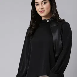 SHOWOFF High Neck Long Sleeves Satin Top-62