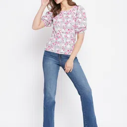 Uptownie Lite Floral Print Stretchable Square Neck Top-image-87
