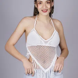 Fabme Self Design Crochet Swim Bikini Bra-image-85