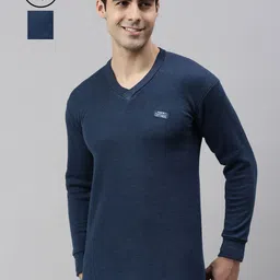 Lux Cottswool Men Pack Of 2 Blue Solid Cotton Thermal Tops-image-37