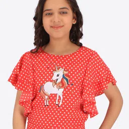 CUTECUMBER Girls Polka Dots Printed Georgette Top-picture-8