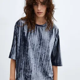 MANGO Abstract Print Velvet Pleated T-shirt-image-37
